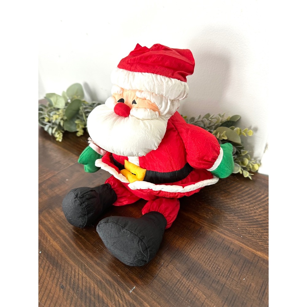 Vintage Nylon Santa Claus Hallmark Puffy Parachute stuffed Christmas - Picture 8 of 9